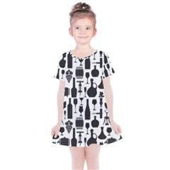 Wine Pattern Black White Kids  Simple Cotton Dress