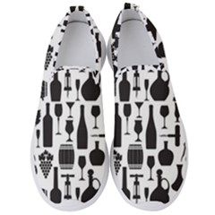 Wine Pattern Black White Men s Slip On Sneakers