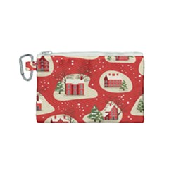 Christmas New Year Seamless Pattern Canvas Cosmetic Bag (small) by Jancukart