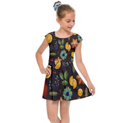 Christmas Seamless Pattern Kids  Cap Sleeve Dress