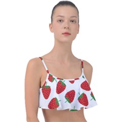 Seamless-pattern-fresh-strawberry Frill Bikini Top by Jancukart