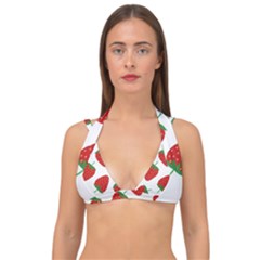 Seamless-pattern-fresh-strawberry Double Strap Halter Bikini Top