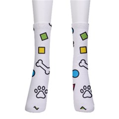 Dog Paw Seamless Pattern Footprint Bone Crew Socks by Jancukart