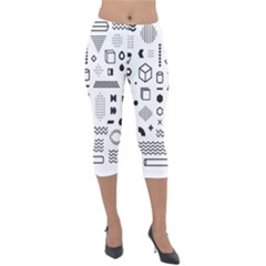 Pattern Hipster Abstract Form Geometric Line Variety Shapes Polka Dots Fashion Style Seamless Lightweight Velour Capri Leggings 