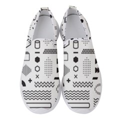 Pattern Hipster Abstract Form Geometric Line Variety Shapes Polka Dots Fashion Style Seamless Women s Slip On Sneakers by Jancukart