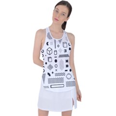 Pattern Hipster Abstract Form Geometric Line Variety Shapes Polka Dots Fashion Style Seamless Racer Back Mesh Tank Top