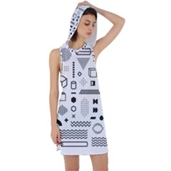 Pattern Hipster Abstract Form Geometric Line Variety Shapes Polka Dots Fashion Style Seamless Racer Back Hoodie Dress by Jancukart