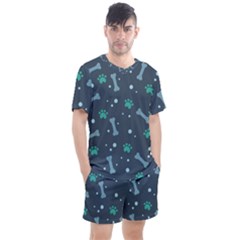 Bons-foot-prints-pattern-background Men s Mesh Tee And Shorts Set