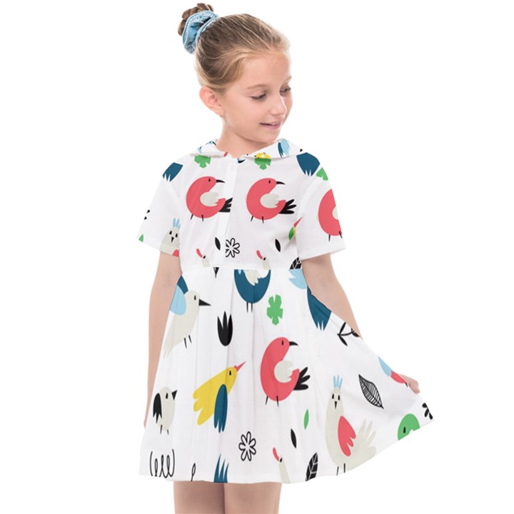 Vector-set-isolates-with-cute-birds-scandinavian-style Kids  Sailor Dress