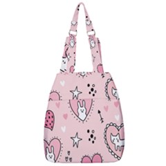 Cartoon-cute-valentines-day-doodle-heart-love-flower-seamless-pattern-vector Center Zip Backpack