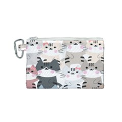 Cute-cat-couple-seamless-pattern-cartoon Canvas Cosmetic Bag (small) by Jancukart