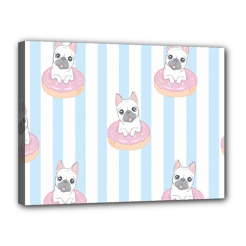 French-bulldog-dog-seamless-pattern Canvas 16  x 12  (Stretched)