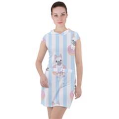 French-bulldog-dog-seamless-pattern Drawstring Hooded Dress