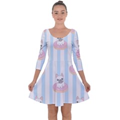 French-bulldog-dog-seamless-pattern Quarter Sleeve Skater Dress