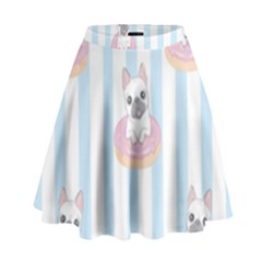 French-bulldog-dog-seamless-pattern High Waist Skirt