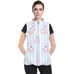 French-bulldog-dog-seamless-pattern Women s Puffer Vest