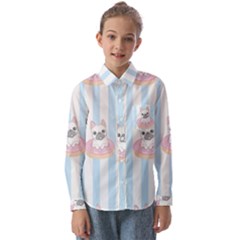 French-bulldog-dog-seamless-pattern Kids  Long Sleeve Shirt