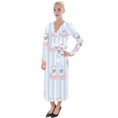 French-bulldog-dog-seamless-pattern Velvet Maxi Wrap Dress