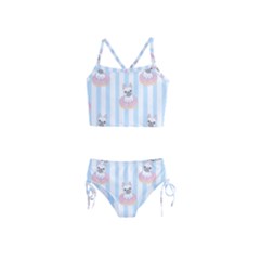 French-bulldog-dog-seamless-pattern Girls  Tankini Swimsuit