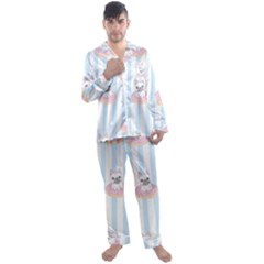 French-bulldog-dog-seamless-pattern Men s Long Sleeve Satin Pajamas Set