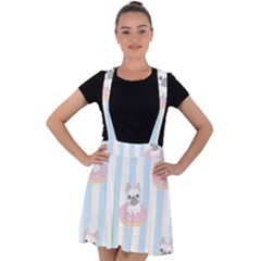 French-bulldog-dog-seamless-pattern Velvet Suspender Skater Skirt