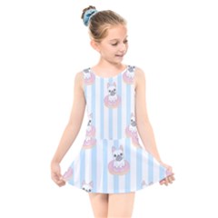 French-bulldog-dog-seamless-pattern Kids  Skater Dress Swimsuit