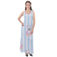 French-bulldog-dog-seamless-pattern Sleeveless Velour Maxi Dress