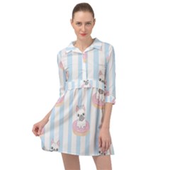 French-bulldog-dog-seamless-pattern Mini Skater Shirt Dress