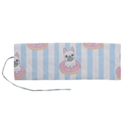 French-bulldog-dog-seamless-pattern Roll Up Canvas Pencil Holder (M)