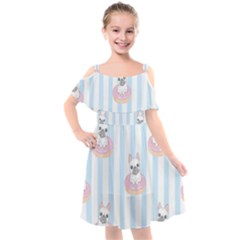 French-bulldog-dog-seamless-pattern Kids  Cut Out Shoulders Chiffon Dress