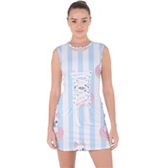 French-bulldog-dog-seamless-pattern Lace Up Front Bodycon Dress