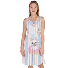 French-bulldog-dog-seamless-pattern Knee Length Skater Dress With Pockets