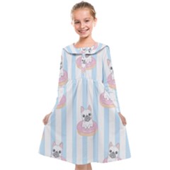 French-bulldog-dog-seamless-pattern Kids  Midi Sailor Dress