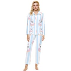 French-bulldog-dog-seamless-pattern Womens  Long Sleeve Velvet Pocket Pajamas Set
