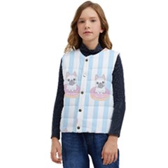 French-bulldog-dog-seamless-pattern Kid s Short Button Up Puffer Vest	