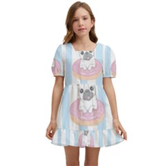 French-bulldog-dog-seamless-pattern Kids  Short Sleeve Dolly Dress