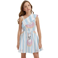 French-bulldog-dog-seamless-pattern Kids  One Shoulder Party Dress