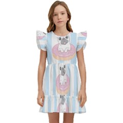 French-bulldog-dog-seamless-pattern Kids  Winged Sleeve Dress