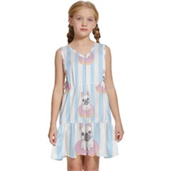 French-bulldog-dog-seamless-pattern Kids  Sleeveless Tiered Mini Dress