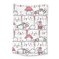 Cute-cat-chef-cooking-seamless-pattern-cartoon Small Tapestry by Jancukart