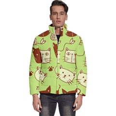 Cute-hand-drawn-cat-seamless-pattern Men s Puffer Bubble Jacket Coat