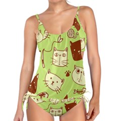 Cute-hand-drawn-cat-seamless-pattern Tankini Set by Jancukart