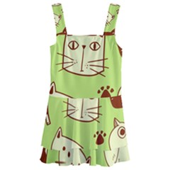 Cute-hand-drawn-cat-seamless-pattern Kids  Layered Skirt Swimsuit