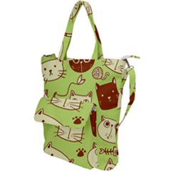 Cute-hand-drawn-cat-seamless-pattern Shoulder Tote Bag