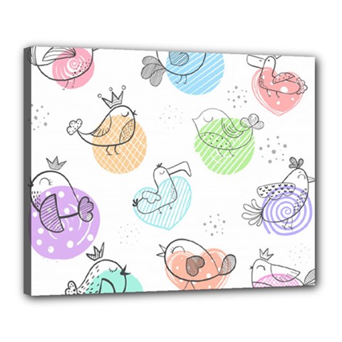 Cartoon-bird-cute-doodle-bird Canvas 20  x 16  (Stretched)