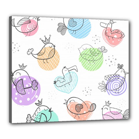 Cartoon-bird-cute-doodle-bird Canvas 24  x 20  (Stretched)