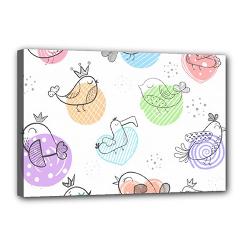 Cartoon-bird-cute-doodle-bird Canvas 18  x 12  (Stretched)