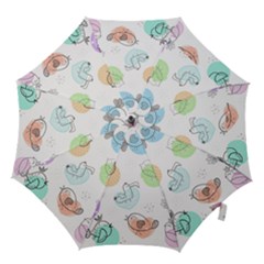 Cartoon-bird-cute-doodle-bird Hook Handle Umbrellas (Small)