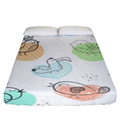 Cartoon-bird-cute-doodle-bird Fitted Sheet (King Size)