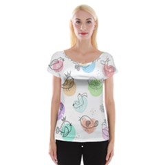 Cartoon-bird-cute-doodle-bird Cap Sleeve Top